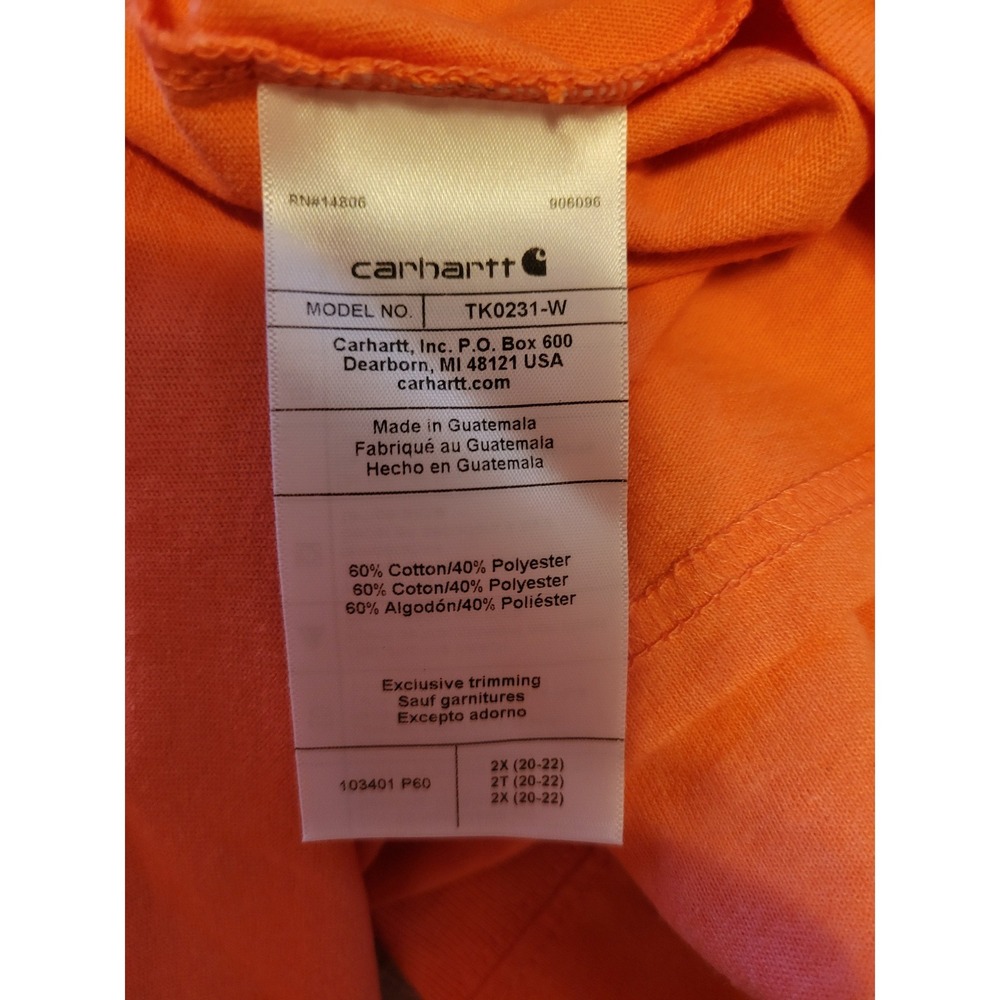 Carhartt Womens 2X Loose Fit Long Sleeve Graphic T-Shirt Coral Orange NWT - Picture 10 of 12